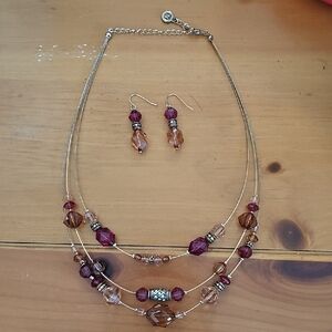 Elegant Multi-Layered Choker Necklace and Earring Set
